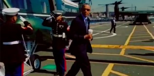See The Incredible Disrepect As Obama Sneers And Salutes With Coffee Cup In Hand See The Incredible Disrepect As Obama Sneers And Salutes With Coffee Cup In Hand