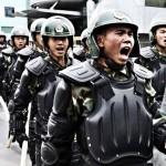 Chinese paramilitary police patrol in Urumqi, western China’s Xinjiang province. (AP Photo/Eugene Hoshiko)