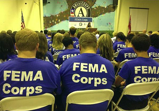 Vicksburg, Miss., Sep. 13, 2012 -- Image from the Induction Ceremony for the inaugural class of FEMA Corps members. FEMA Corps members assist with disaster preparedness, response, and recovery activities, providing support in areas ranging from working directly with disaster survivors to supporting disaster recovering centers to sharing valuable disaster preparedness and mitigation information with the public.