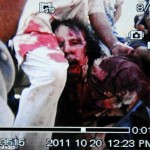 Captured image: A mobile phone picture, purporting to be that of wounded leader Muammar Gaddafi, was circulated shortly after the news of his capture broke