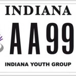 An undated photo provided by the Indiana Bureau of Motor Vehicles shows Indiana's first specialty license plate that benefits gay causes. The Bureau of Motor Vehicles says the Indiana Youth Group plate has been available since Dec. 28. Youth Group Director Mary Byrne tells The Indianapolis Star that Indiana is the second state in the nation with a specialty plate benefiting gay youths. (AP Photo/Ind. Bureau of Motor Vehicles via The Indianapolis Star) / AP