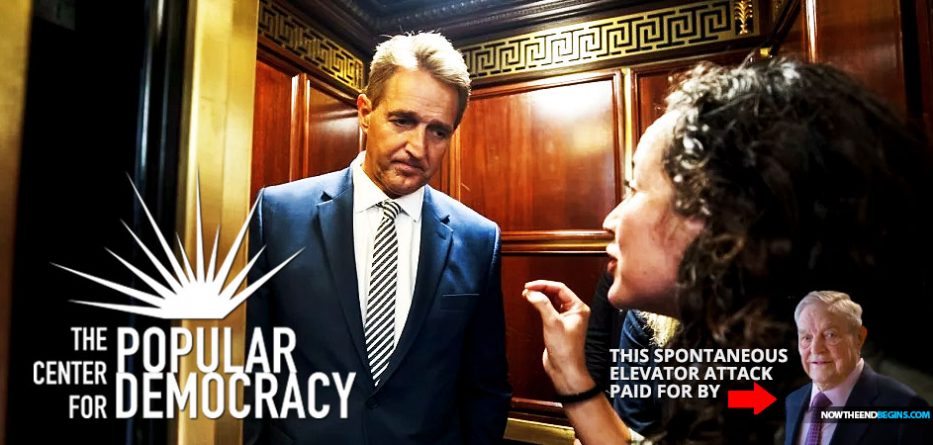 jeff-flake-elevator-ana-maria-archila-leader-george-soros-anti-trump-group-cpd-center-popular-democracy-resist