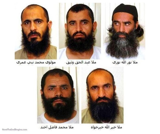 five-5-taliban-commanders-released-by-obama-muslim-terrorists-islam-gitmo-swap