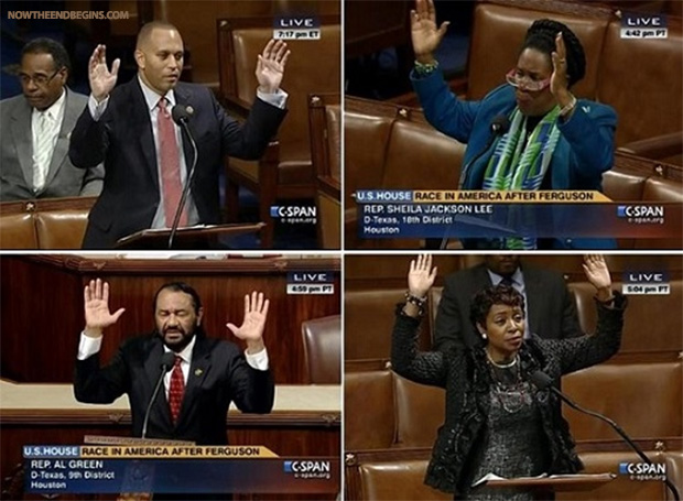democrat-lawmakers-make-hands-up-dont-shoot-michael-brown-gestures-on-house-floor-congress-ferguson-race-baiters