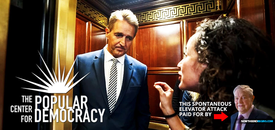 jeff-flake-elevator-ana-maria-archila-leader-george-soros-anti-trump-group-cpd-center-popular-democracy-resist