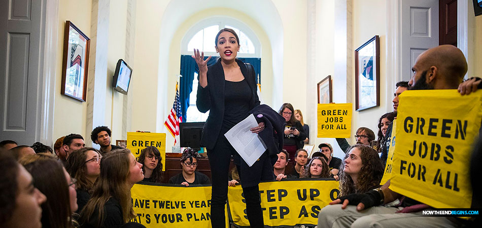 alexandria-ocasio-cortez-leads-protest-climate-change-nancy-pelosi-office-democratic-socialists