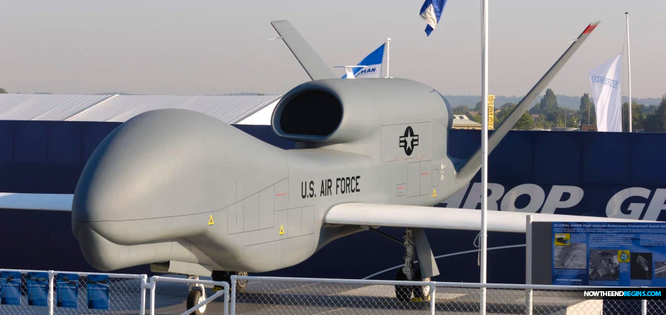 The RQ-4 Global Hawk, a US military drone, can fly at high altitudes for more than 30 hours