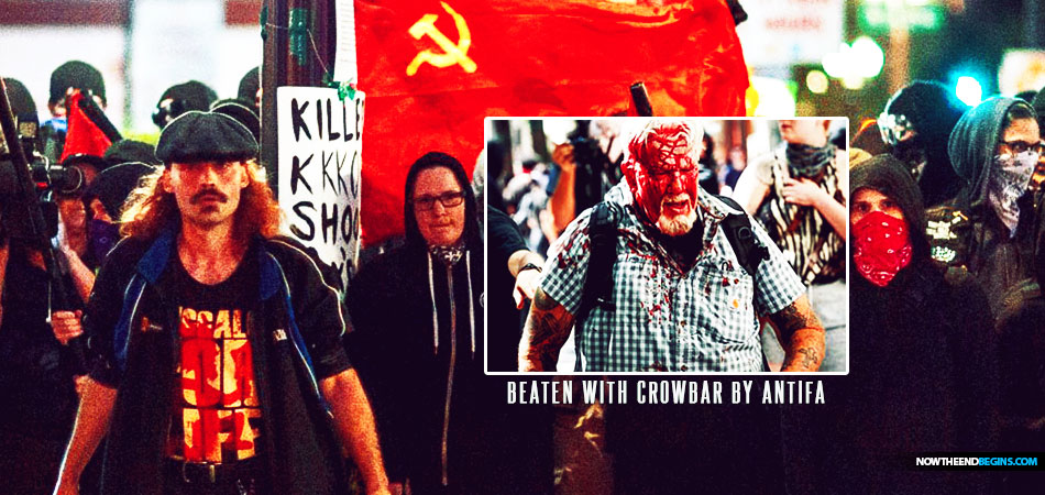 ANTIFA fascists beats man with crowbar