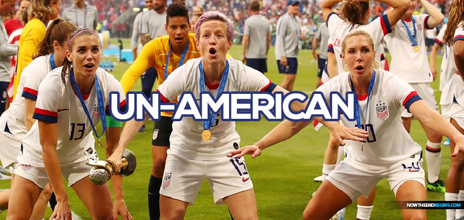 Allie Long, Megan Rapinoe Drop American Flag During World Cup Celebration