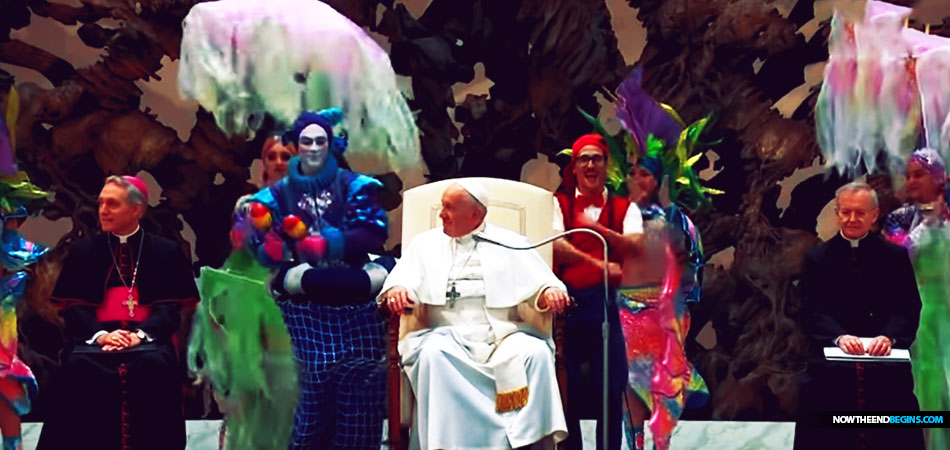 Pope Francis participates in circus act during General Audience