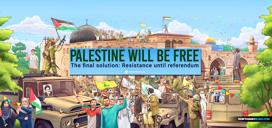 Iran’s Supreme Leader Ayatollah Ali Khamenei posted online an anti-Semitic poster depicting a 'free Palestine' devoid of Jews in Jerusalem while evoking the Nazi's infamous 'Final Solution' from the Holocaust.