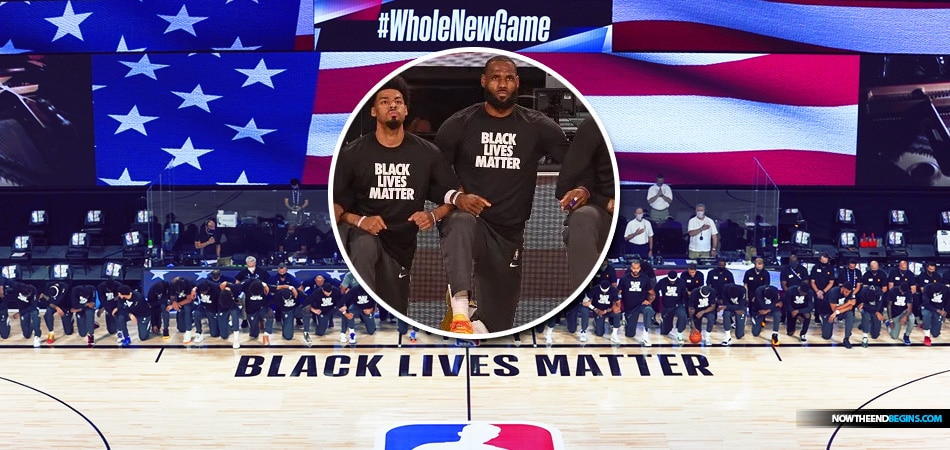 all-players-first-nba-basketball-game-2020-kneel-while-national-anthem-played-black-lives-matter-domestic-terrorists