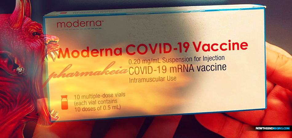 moderna-therapeutics-mrna-messenger-33-covid-vaccine-mark-beast-666-adverse-reactions-bill-gates-coronavirus-vaccinations-pharmakeia-strongs-g5331