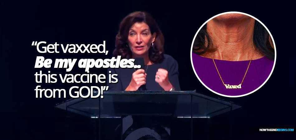 new-york-governor-kathy-hochul-tells-unvaccinated-to-listen-to-god-get-vaccinated-be-my-apostles-vaxxed-necklace-666-covid-19-vaccine-mark-beast
