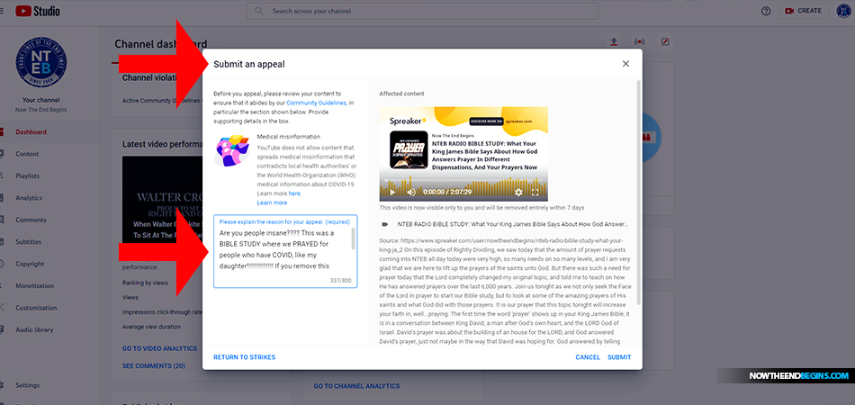 fascist-you-tube-removes-nteb-prayer-service-king-james-bible-study-for-medical-disinformation-social-media-censorship
