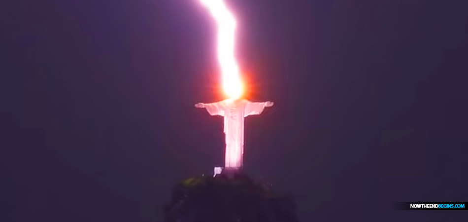 Incredible moment a huge bolt of lightning strikes 125ft Christ the Redeemer statue in Brazil 