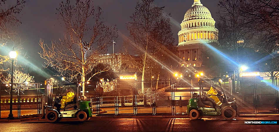 security-fences-goes-up-over-washington-capitol-as-joe-biden-prepares-state-of-the-union-sotu-2024-teleprompter-speech