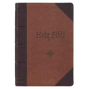 Two-Tone Brown Faux Leather Giant Print Full-Size King James Version Bible With Thumb Index