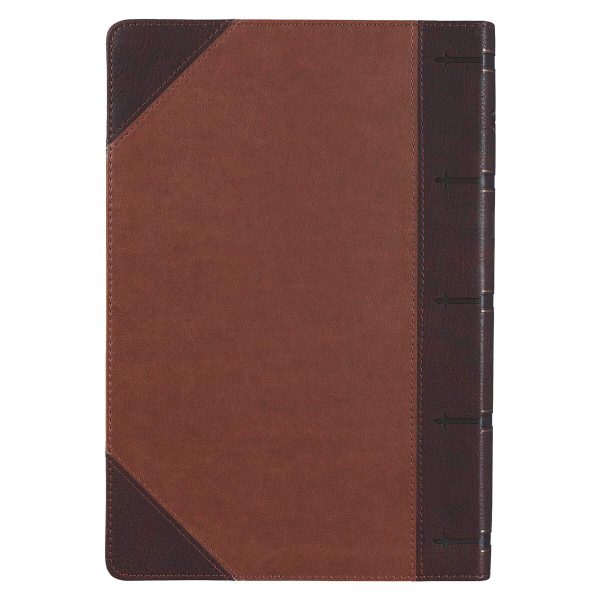Two-Tone Brown Faux Leather Giant Print Full-Size King James Version Bible With Thumb Index - Image 4