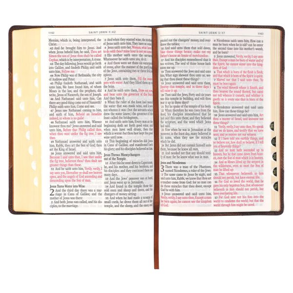 Two-Tone Brown Faux Leather Giant Print Full-Size King James Version Bible With Thumb Index - Image 2