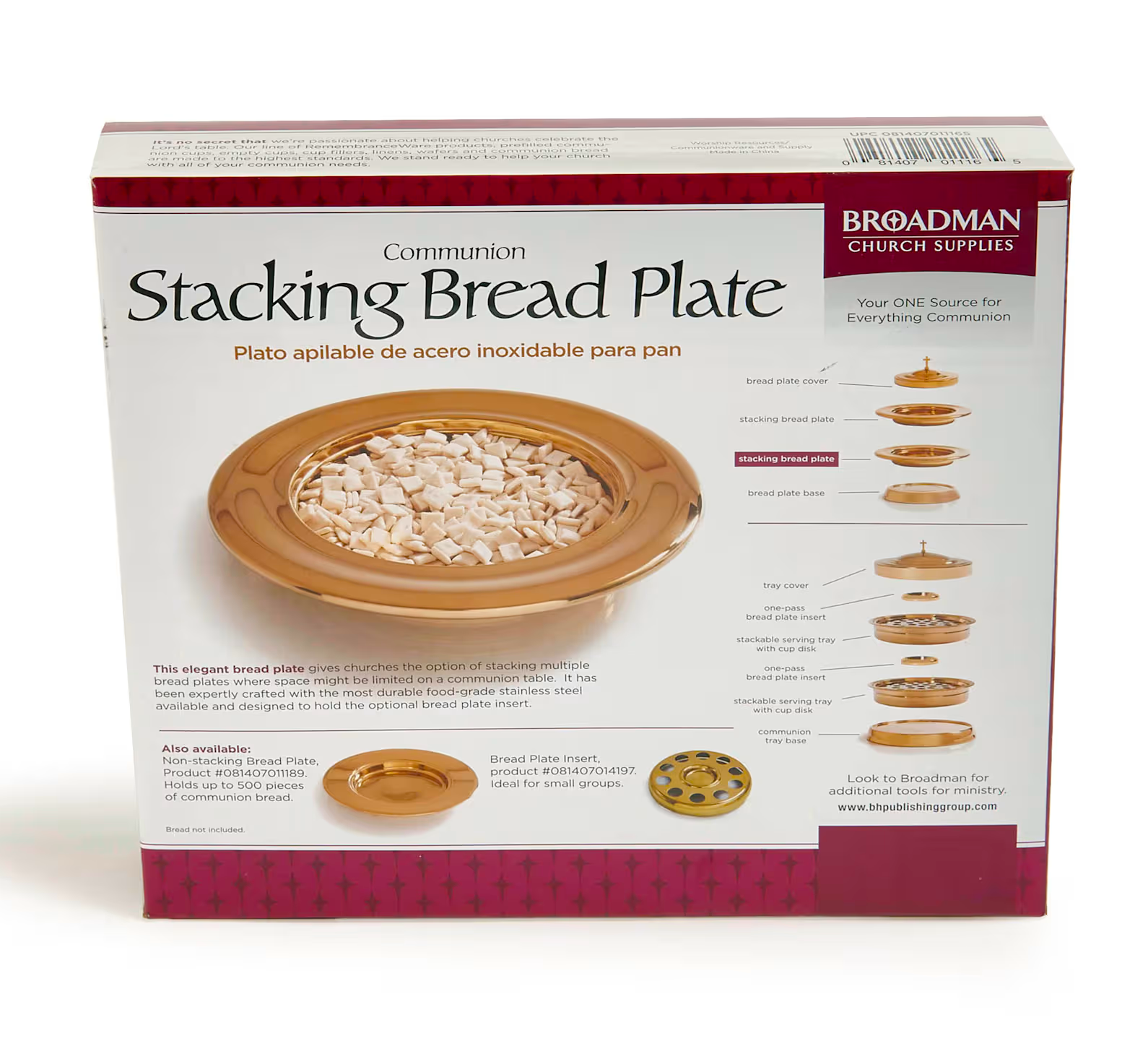 Communion Stacking Bread Plate With Brass Finish Over Stainless Steel - Image 3