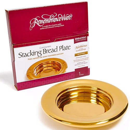 Communion Stacking Bread Plate With Brass Finish Over Stainless Steel