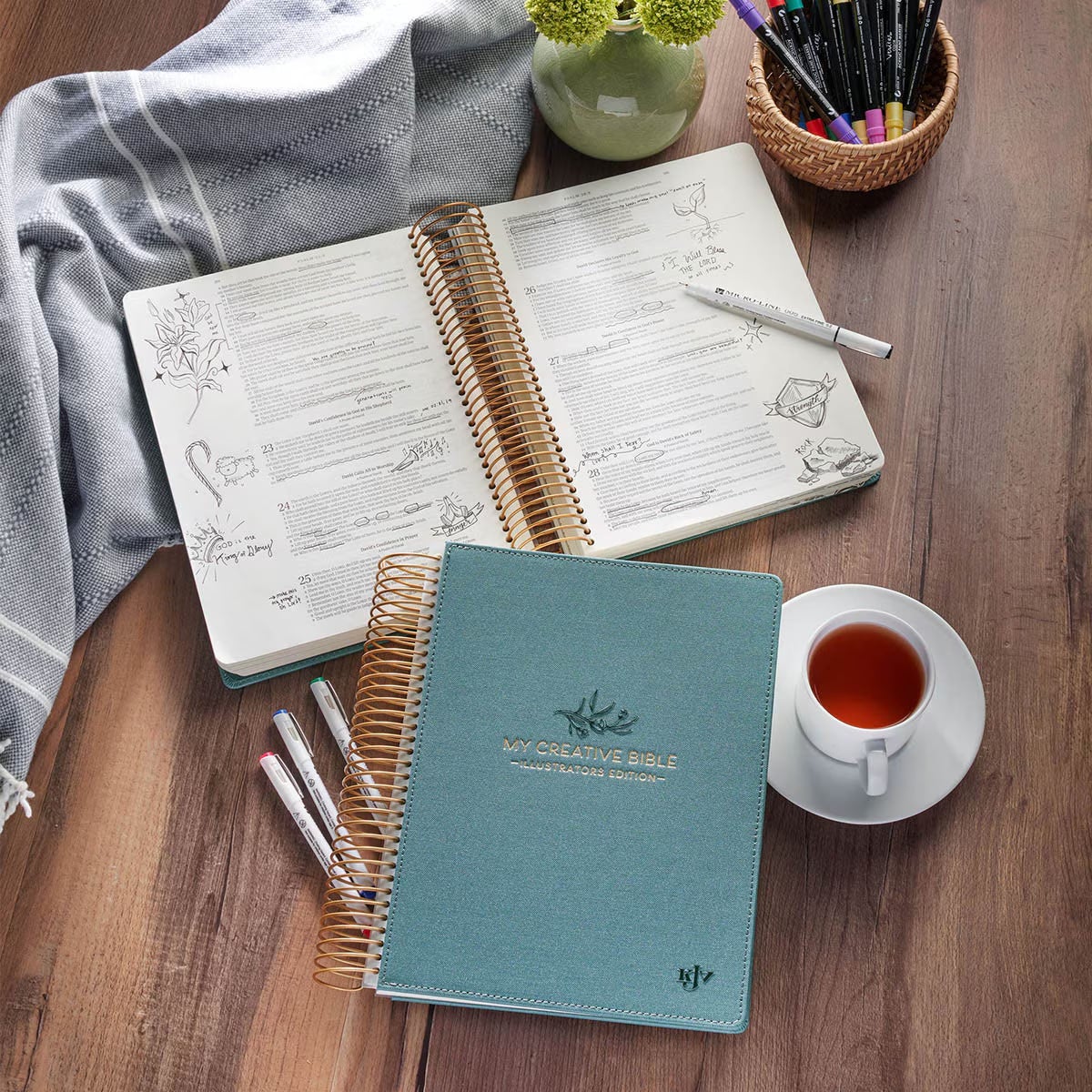 Teal Faux Leather Hardcover My Creative Bible Illustrators Edition - Image 3