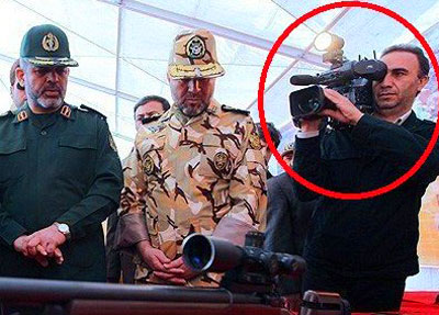 Iranian cameraman Hassan Golbankhan and Revolutionary Guards chiefs